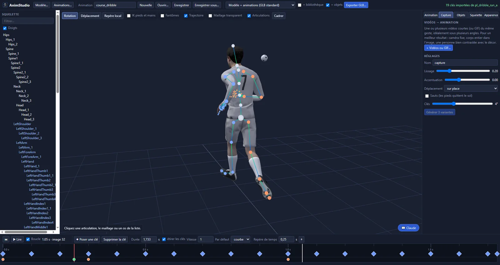 AnimStudio : le même joueur vu de dos, numéro 7, en pleine course.